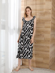 Zebra-Print Halter Home Nightdress