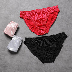 4er-Pack Satin-Slips mit niedriger Taille