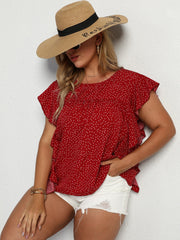 Camiseta roja irregular de manga corta