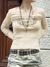 V-neck Vintage Long Sleeve T-shirt