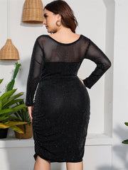 One-Shoulder Long Sleeves Slim Fit Wrinkled Hollow Diamonds