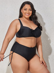 Traje de baño dividido con flores Plus