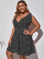 Vestido plisado con escote en V y cintura