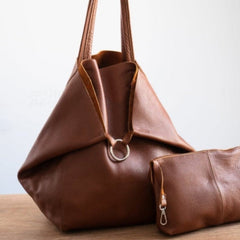 Bolso de mano portátil de un solo hombro de gran capacidad de cuero suave