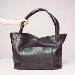 Women's large bag with pocket  retro oil wax leather tote bag