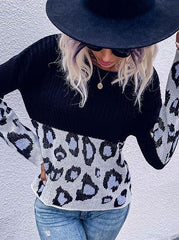 Leopard Print Crew Neck Sweater