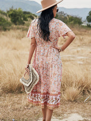 Pink long dress for home travel