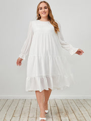 Round Neck Casual Lace Large Swing Dress
