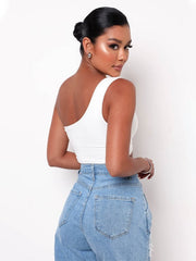 Chaleco cruzado de un solo hombro y color sólido