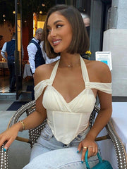 Neckholder-Ausschnitt, offener Rücken, einfarbig, schmale Passform, Tube-Top mit Strumpfhalter