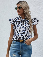 Lace-Up Printed Fungus Blouse