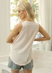 Top holgado sin mangas de color liso con cuello en V