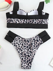 Leopard Bandage Bikini Swimsuit