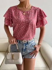 Casual Loose Print Polka Dot Pullover T-Shirt