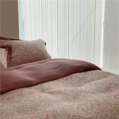 Juego de cama de tencel floral - Rosa