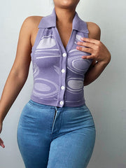 Chaleco de encaje sexy y revelador con tiras para soltero y cuello colgante