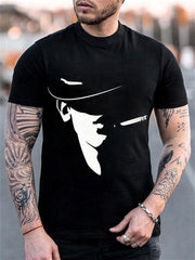 Camiseta negra estampada de manga corta