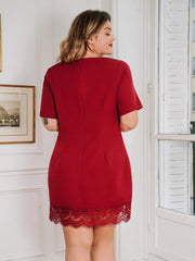 V-Neck Women's Lace Panel Dress