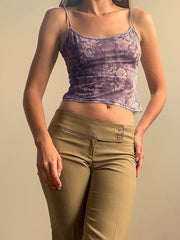 Ärmelloses, bedrucktes, rückenfreies, sexy, schmales Top