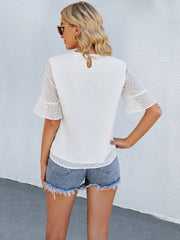 Camisa de gasa jacquard con cuello redondo