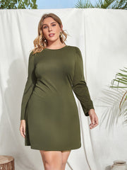 Elegantes, schmales, grünes Stretch-Strickkleid