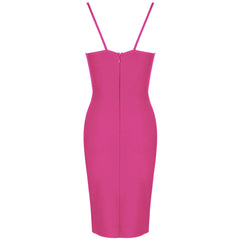 Vestido midi liso sin mangas con tirantes y bandage PK092003