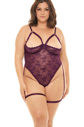 Plus Size Teddy-Top mit Cut-Outs und Strumpfhaltern