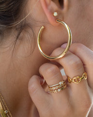 Anillo de cristal apilado dorado