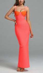 Strappy Sleeveless Maxi Metal Studded Bandage Dress