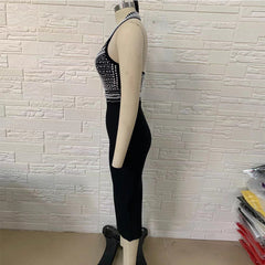 Vestido de vendaje con cuello halter, sin mangas y cuentas, por encima de la rodilla PH01011