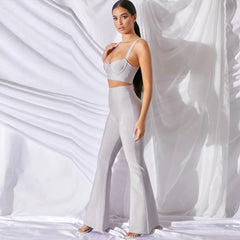 Conjunto de vendaje con cintura expuesta y sin mangas con tiras