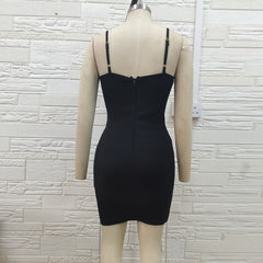 Ärmelloses Mini-Drill-Ketten-Bandage-Kleid mit Riemchen PH01229