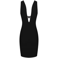 Ärmelloses Mini-Bandage-Kleid mit V-Ausschnitt und Strasssteinen PK091908