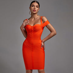 Vestido midi de tirantes y manga corta a rayas