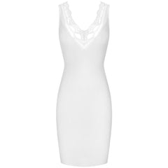 Ärmelloses Mini-Bandage-Kleid aus Spitze mit Riemchenmuster PP091912