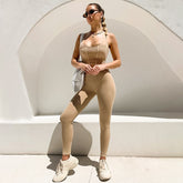 Conjunto de vendaje a rayas sin mangas con tiras