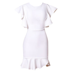 Vestido mini de cuello redondo, sin mangas y con volantes, estilo vendaje, PZL3009