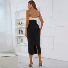 Vestido midi de tirantes, sin mangas y con aberturas PZL3010