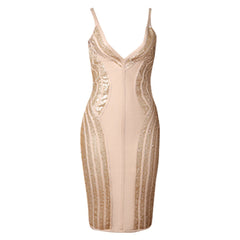 Vestido midi de tirantes, sin mangas y con lentejuelas PZL3020