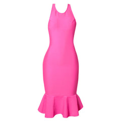 Vestido midi de vendaje con cuello halter, sin mangas y espalda descubierta PZL3022