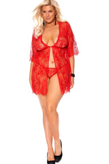 Babydoll mit Wimpernspitze in Übergröße mit Clipverschluss vorne