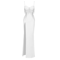 Ärmelloses Maxi-Bohrketten-Bodycon-Kleid mit Riemchenmuster SJ061613
