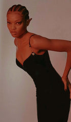 Strappy Bandage Midi Dress in Black