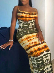 Vestido teñido anudado sin espalda