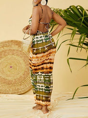 Vestido teñido anudado sin espalda