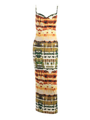 Vestido teñido anudado sin espalda