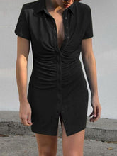 Pleated Short Sleeved Dress