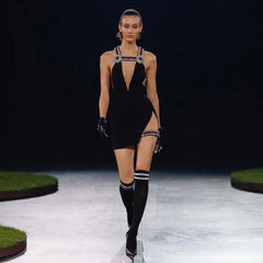 Ärmelloses Mini-Bandage-Kleid mit Riemchen und Strass SW6566