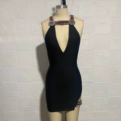 Ärmelloses Mini-Bandage-Kleid mit Riemchen und Strass SW6566