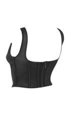 Top corto con tirantes y costuras